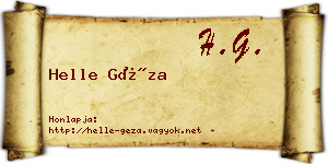 Helle Géza névjegykártya
